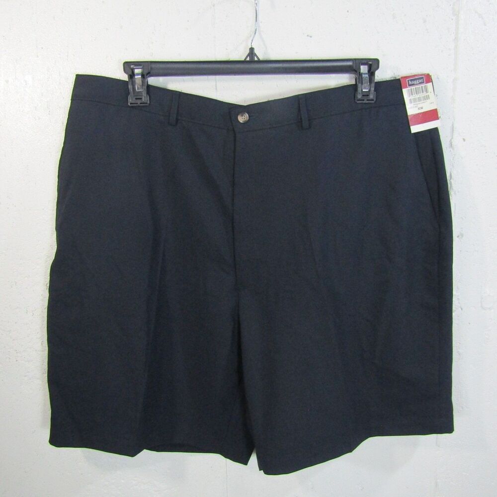 NWT Haggar Men's 42W Navy Comfort Equipped Performance Stretch Flat Front Shorts